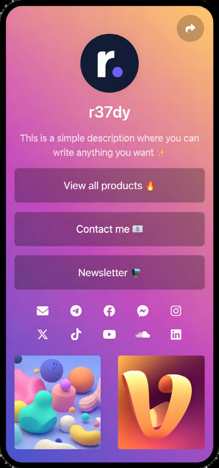 Screenshot of biolink page examples
