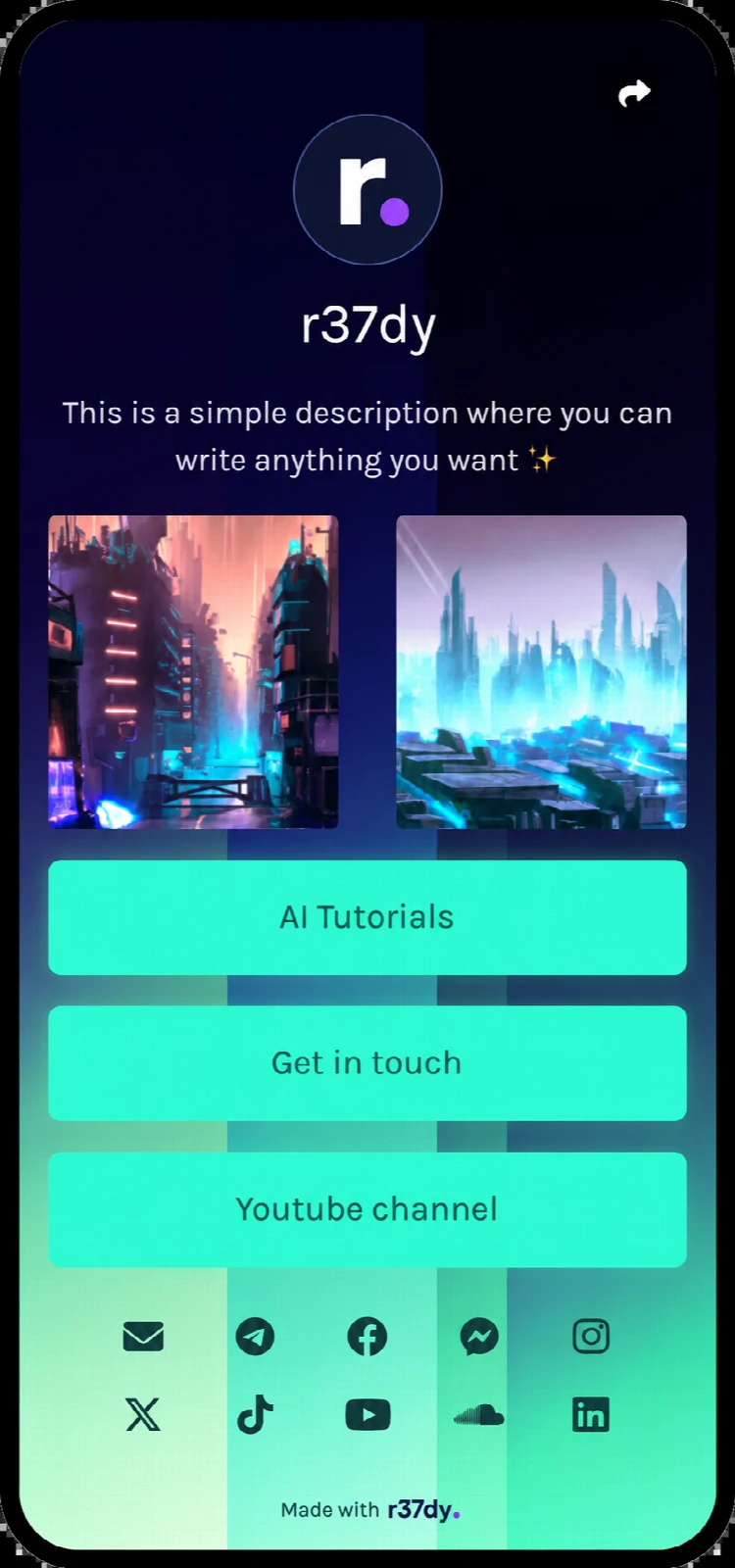 Screenshot of biolink page examples